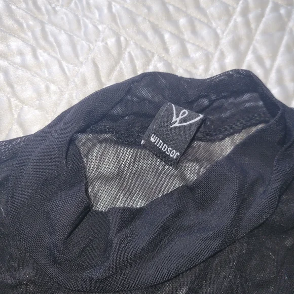 Windsor Sheer Lace Mock Neck Crop Top Romantic Goth Y2K Aesthetic S - Picture 2 of 4